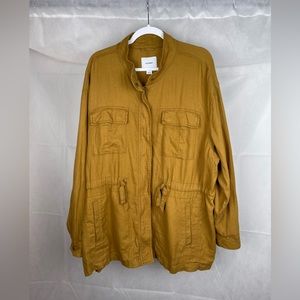 Old Navy Linen Blend Safari/Utility Jacket Size XXL Mustard Yellow